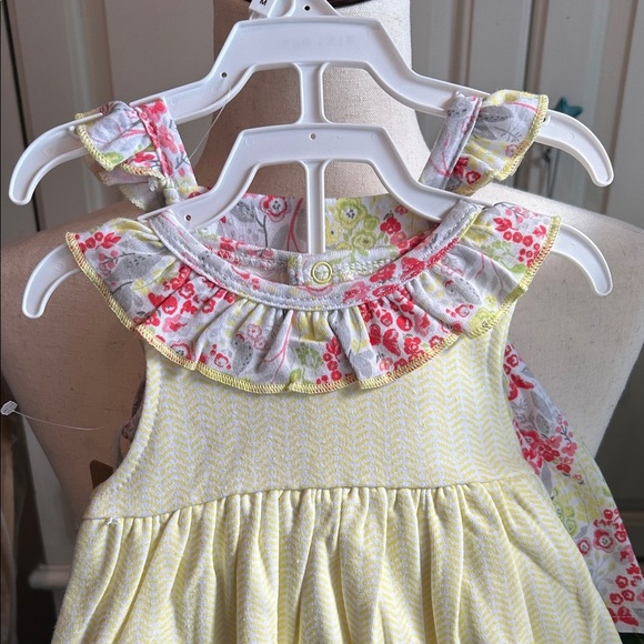 NEW Floral Baby Girl Infant 4-piece set: 2 shirts and 2 shorts Size 9 months - Picture 2 of 6